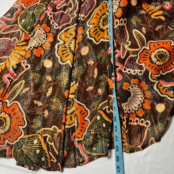 NWOT Sundress REVOLVE Maud Brown Mini Dress Retro Floral Flare Sleeve XS Tall - Picture 10 of 15